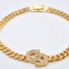 Authentic Christian Dior Chain Bracelet Rhinestone Gold Tone CD 3982K