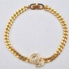 Authentic Christian Dior Chain Bracelet Rhinestone Gold Tone CD 3982K