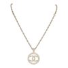 Chanel Round CC Pearl Pendant Necklace Light Gold Hardware