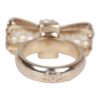 Chanel Gold CC Faux Pearl Bow Ring